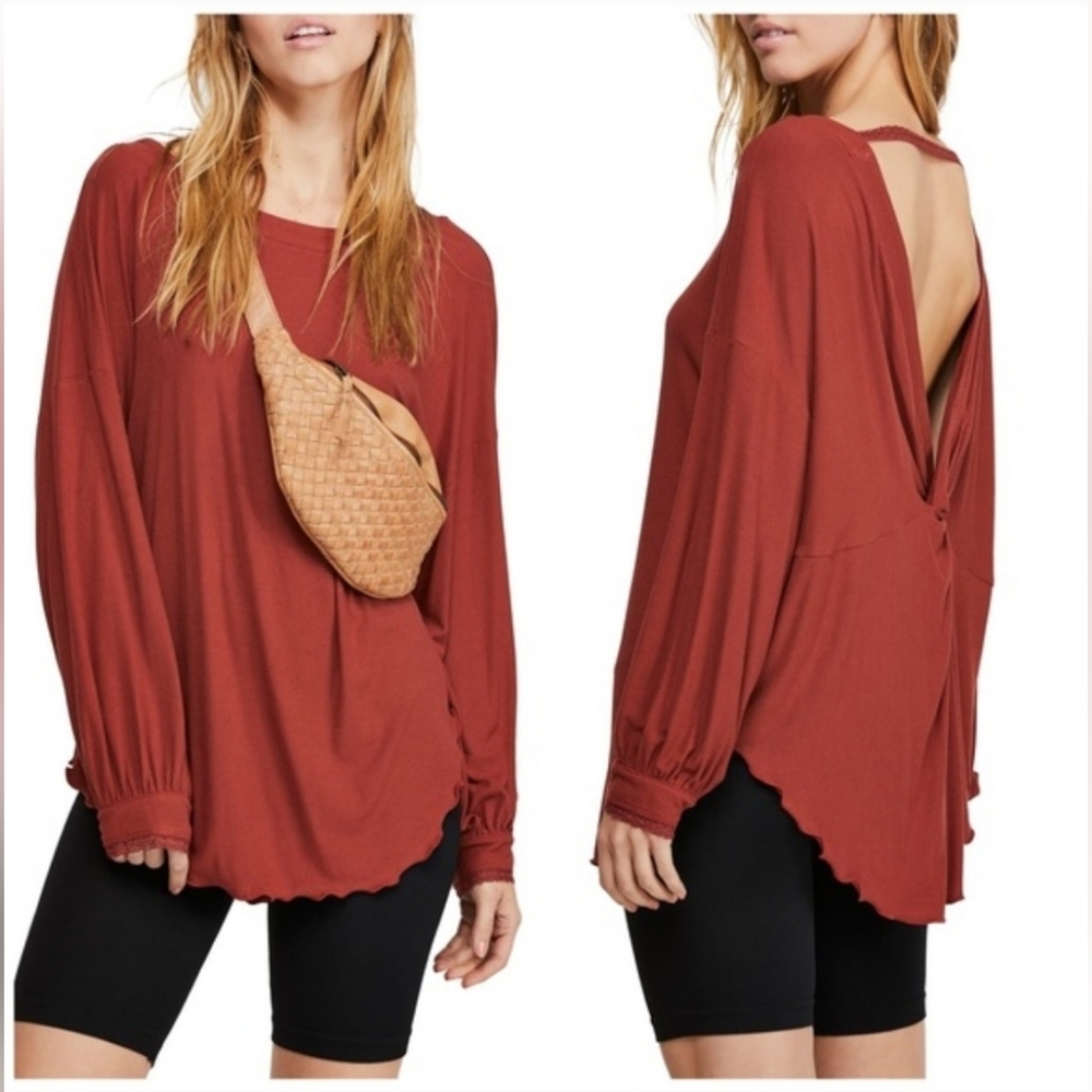 Free People Shimmy Shake Rust Open-Back Top Size M